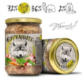 Бурканите - храна за подрастващи кучета с пилешко и зеленчуци 480 гр